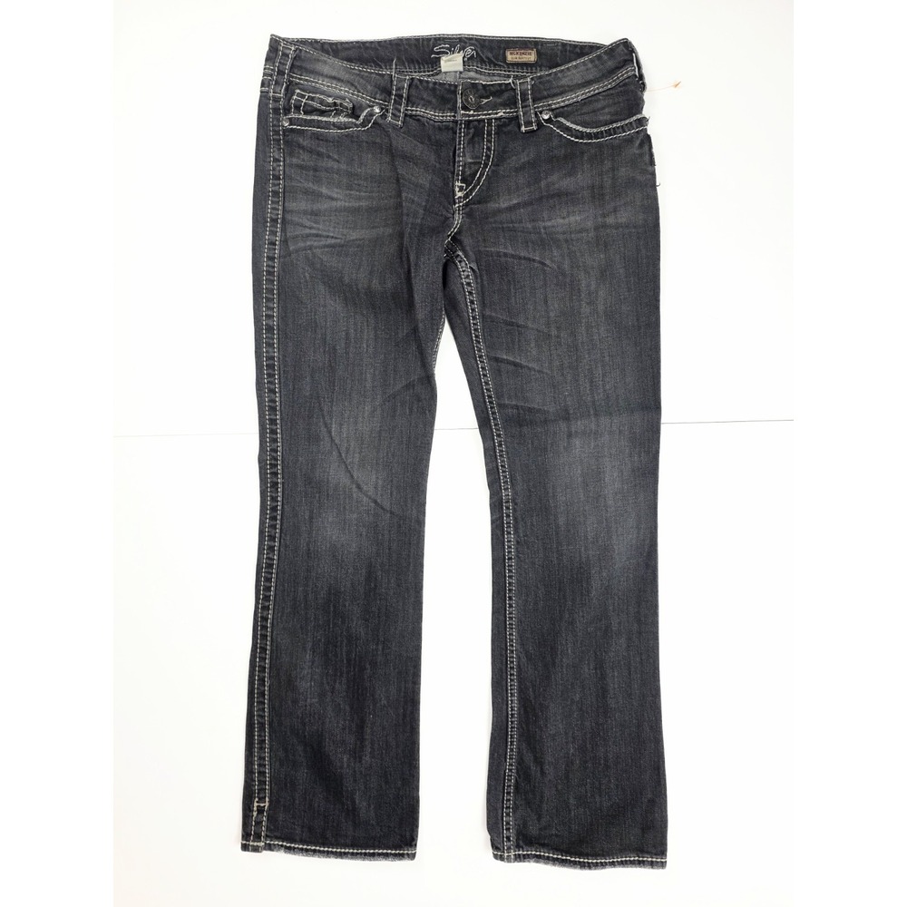 Silver Jeans Black McKenzie Slim Bootcut Fit Rhinestone Jeans Women's Size 34x32